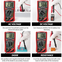 P 高機能デジタルテスター レッド デジタルマルチメータ電気自動AC/DC 電流 電圧 抵抗 計測 電圧電流測定器　デジタルディスプレイテスター_画像3