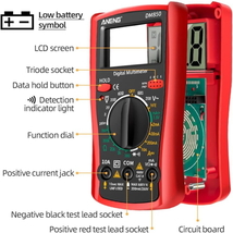 P 高機能デジタルテスター レッド デジタルマルチメータ電気自動AC/DC 電流 電圧 抵抗 計測 電圧電流測定器　デジタルディスプレイテスター_画像4