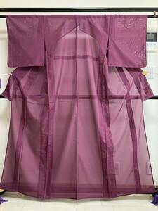 #e2797# unused goods # polyester #. purple . single . undecorated fabric kimono # height 161.62