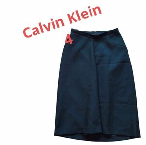 美品カルバンクラインCalvin Klein紺色ネイビー膝丈スカート4 ネイビー ひざ丈スカート タイトスカート ロングスカート