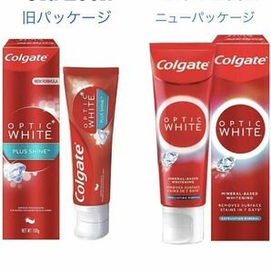 ※訳あり 外箱にダメージあり ３個 新パッケージ コルゲート Colgate プラスシャイン オプティックホワイト 歯磨き粉 送料込み の画像2