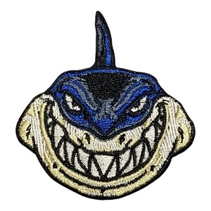 W-5【 アイロンワッペン 】 刺繍ワッペン アップリケ リメイク 鮫 サメ シャーク SHARK 悪 ワイルド wild アイロンワッペン 刺繍ワッペン
