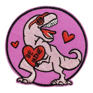 D-35【 アイロンワッペン 】 キョウリュウ 恐竜 ダイナソー パンク PUNK pink ピンク ROCK ロック 【 刺繍ワッペン 】