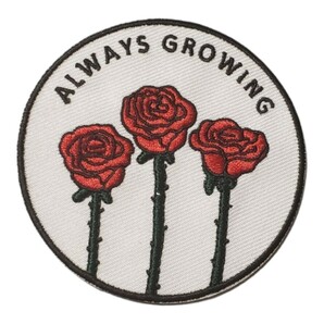 P-34【 アイロンワッペン 】 刺繍ワッペン アップリケ リメイク バラ 薔薇 ローズ Rose ワッペン アイロンワッペン patch パッチの画像1