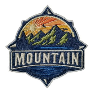 Y-49【 アイロンワッペン 】 刺繍ワッペン アップリケ リメイク 山 マウンテン MOUNTAIN アウトドア アイロンワッペン ワッペン