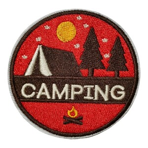 C-31【 アイロンワッペン 】 刺繍ワッペン アップリケ リメイク camp キャンプ テント アウトドア 焚き火 アイロンワッペン ワッペン