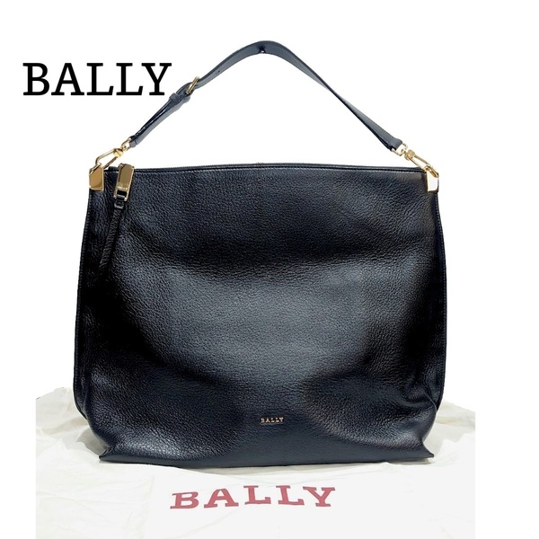 【極美品】BALLY バリー ショルダーバッグ トートバッグ レザー ブラック 黒 ゴールド 金 A4サイズ収納可能【送料無料】