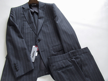 新品◆春夏★レノマ renoma HOMME British Wool Blend BULKY&DURARBLE ウールスーツ A5 グレー ストライプ柄_画像2