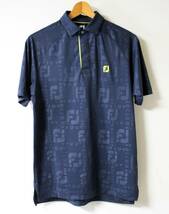 【良品】FOOTJOY(フットジョイ）◆総柄 半袖シャツ L ゴルフ ポロシャツ_画像1