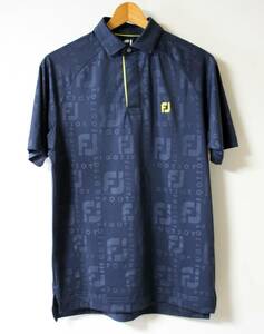 【良品】FOOTJOY(フットジョイ）◆総柄 半袖シャツ L ゴルフ ポロシャツ