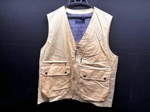 ▽Tc127▼60 Burberry バーバリー メンズ 裏メッシュ ベスト イエロー 黄色 チェック 綿100％