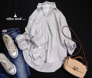 ニコアンド niko and… 大人カジュアル☆ マーセコットン ワイヤー衿 デザインシャツ 4 L