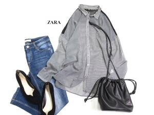 ザラ ZARA TRF 大人素敵スタイル☆ ストライプシアーシャツブラウス XS