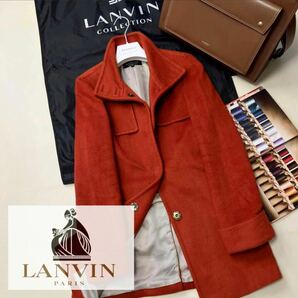 G1【最高峰!カシミヤ100%】定価15万●LANVIN COLLECTION●感動光沢感〜華やかシルエット 高級トレンチコート●レディース ランバンコートの画像1