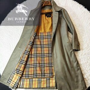 F30【カシミヤノバチェック!!】定価25万●BURBERRY prestige collection●光沢ギャバジンコットントレンチコート●メンズ バーバリーコート