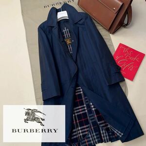 F22【高級ウールライナー】参考価格14万●超美品BURBERRY●ギャバジンコットンダブルステンカラーコート バーバリーコート レディース　L