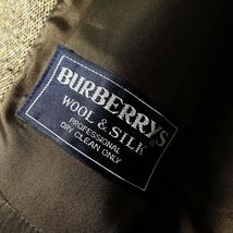 @D40【光沢感!!羊毛シルク】定価23万 新品同様●BURBERRY●襟ストラップ付●ツイードジャケットコート●メンズ　バーバリーコート 175_画像9