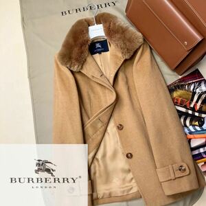 e12【百貨店購入】参考価格14万●超美品BURBERRY LONDON●華やかなシルエット〜高級アンゴラトレンチコート バーバリーコート レディース 