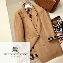 e16【繊維の宝石カシミヤ】参考価格15万●超美品BURBERRY●華やかなシルエット〜ダブルチェスターコート バーバリーコート レディース　_画像1