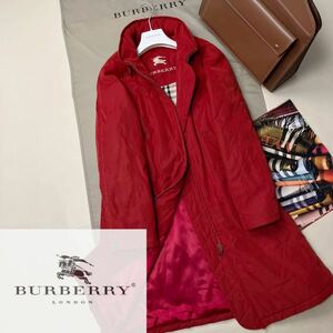 e23【豪華バーバリーロゴ総柄】参考価格15万●超美品BURBERRY LONDON●パリジェンヌ御用達●ロングジャケットコート バーバリーコート 