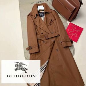 F21【本場イングランド製】参考価格18万●超美品BURBERRY LONDON●華やぐモダンな光沢〜高級トレンチコート バーバリーコート レディース