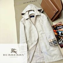 F47【サラリと羽織れる】参考価格15万●超美品BURBERRY LONDON●ロンドン製シルエット●ダウン風コート バーバリーコート レディース　_画像1