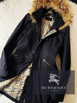 F6定価14万 超美品●BURBERRY BLACK LABEL●スタイリッシュ抜群●極暖キルティング!!ジャケットコート●メンズ バーバリーコート L_画像1