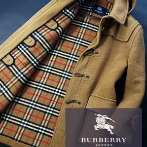 H14【speciality duffle】定価20万 超美品●BURBERRY LONDON●ノバチェック●高級メルトンダッフルコート●メンズ バーバリーコート Lの画像1