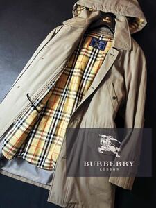 e14【ジップアップ】定価15万 超美品●BURBERRY LONDON●極暖ダウン80%●圧倒的存在感●ステンカラーコート●メンズ バーバリーコート