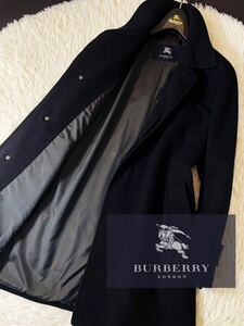 e30 【希少!最高級カシミヤ】定価20万 未使用品級●BURBERRY●ホース騎士マーク総柄!!●ステンカラーコート●メンズ バーバリーコート 