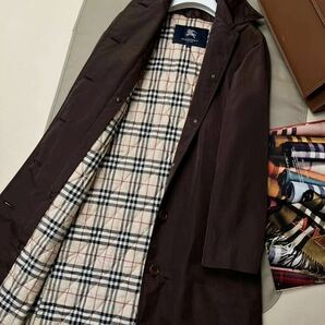 F13【美しいシルク仕様】参考価格18万●超美品BURBERRY LONDON●煌めく光沢感!!ステンカラーコート バーバリーコート レディースの画像7