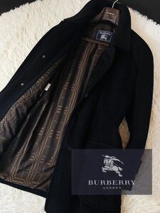 G34【極上アンゴラ】定価19万 超美品●BURBERRY●ホースマ騎士!!圧倒的存在感●高級ステンカラーコート●メンズ バーバリーコート M