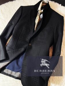 G44【宝石カシミヤ×ノバチェック総柄】定価15万 未使用品級●BURBERRY LONDON●高級カシミヤジャケットコート●メンズ バーバリーコート