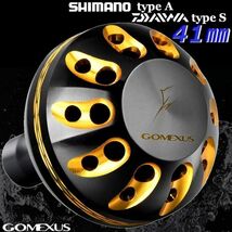 ゴメクサス Gomexus ☆パワーハンドルノブ/41mm/シマノType A/ダイワType S/ブラックゴールド ツインパワー ルビアス カルディア 等に_画像1