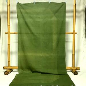 古布1100 木綿 無地 褪せた緑色 広巾103ｃｍ 長さ215ｃｍ×２枚 キルト パッチワーク リメイク材料の画像1