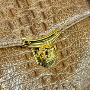 FN240322-【美品】JRA認定 クロコダイルレザー 高級 本革 ハンドバッグ ゴールド金具 レディース ワニ革 鞄 婦人バッグの画像10