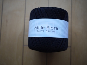 [Motohiro] Mill Flora 20th, 60G [Black / Col.no.601] кружевная пряжа / # 20 / весна / летняя нить, 100 % хлопок, годовая нить / лыжная шерстяная пряжа