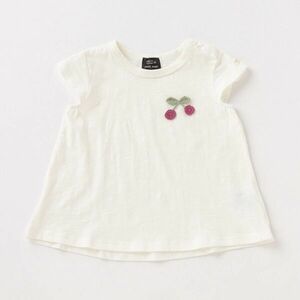【最終価格】petit main プティマイン　編みモチーフTシャツ　さくらんぼ　100cm