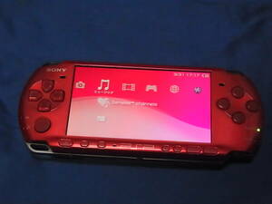 SONY プレイステーションポータブル PSP-3000 レッド 中古品(電池蓋、バッテリー欠品)