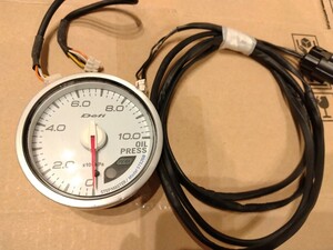 Defi デフィ　旧リンクメーター　油圧計　60φ　白／緑イルミ　link-meter　廃版品　日本精機　OILPRESS