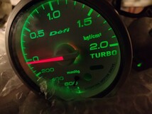 Defi デフィ　旧リンクメーター　ブースト計/ターボ計 　60φ　 白/緑イルミ　センサーセット　ホワイト　link-meter　廃版品　TURBO_画像2