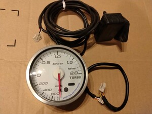 Defi デフィ　旧リンクメーター　ブースト計/ターボ計 　60φ　 白/緑イルミ　センサーセット　ホワイト　link-meter　廃版品　TURBO