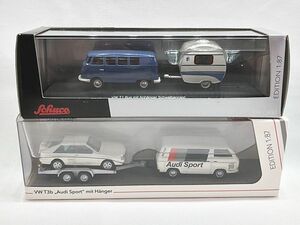 シュコー　1/87　トレーラー付き VW T1 バス・VW T3b アウディ スポーツトレーラー付　セット　ミニカー　同梱OK　1円スタート★S