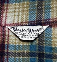 【即決】60s Wash'n Wear チェック 長袖 ボックス プリントネルシャツ M ビンテージ 60年代 ライトネルシャツ オリジナル ヴィンテージ_画像3