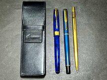 PARKER　パーカー　SONNET　ソネット　万年筆1本　他万年筆1本　ボールペン1本　レザーケース付き_画像1