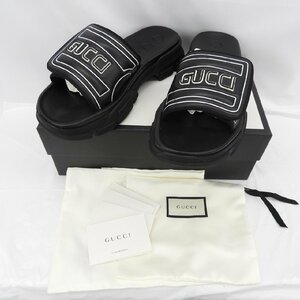 【美品】GUCCI グッチ グッチロゴ ラバー スライド サンダル 574985 ブラック サイズ：11 箱付 722101335 0321