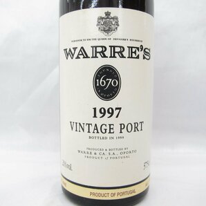 1円～ 【未開栓】WARRE'S ワレ ヴィンテージ・ポート 1997 ハーフボトル ポートワイン 375ml 20% 11532841 0331の画像2