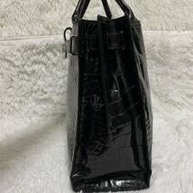 1円〜【希少モデル/未使用級】FURLA フルラ メンズ トートバッグ A4 大容量 ハンド ビジネスバッグ クロコ型押し レザー 本革 ブラック 黒_画像4