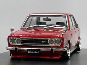 1/43 DATSUN/ダットサン ブルーバード1600SSS 510ブルーバード 希少チンスポ付き ワタナベタイプ深リムホイール 車高短 旧車 当時物