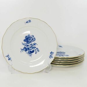 マイセン アクアティンタ プレート■ブルーフラワー ディナープレート 25.5cm 大皿 洋食器 6枚セット Meissen 1級品